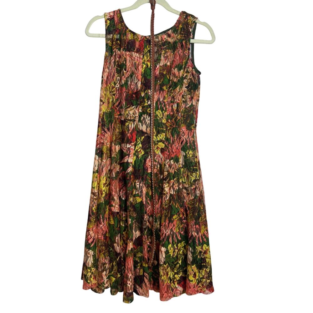 LESLIE FAY Floral Garden Fall Dress w/ built in slip and belt, Size 6